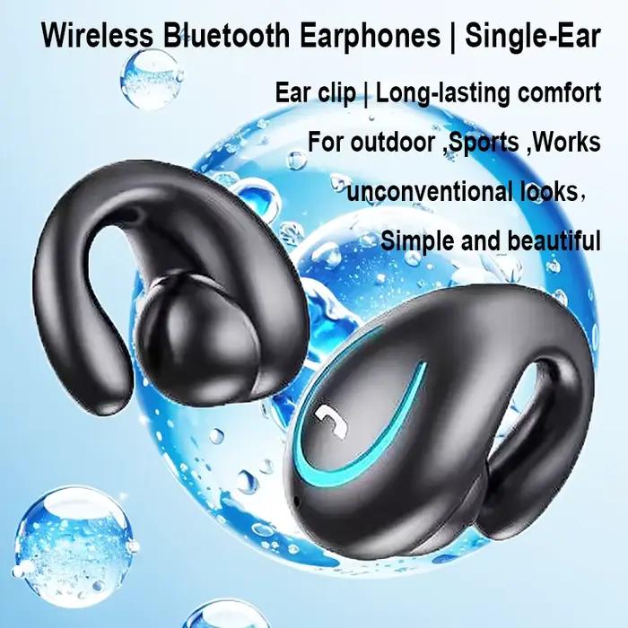 Écouteurs sans fil Bluetooth casque avec micro clip-oreille air-conduction