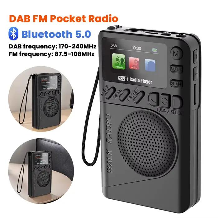 Mini Radio Numérique DAB FM avec Prise Casque Ecran Couleur pour Course et Sport Haut-parleur Lecture MP3 Bluetooth 5.0