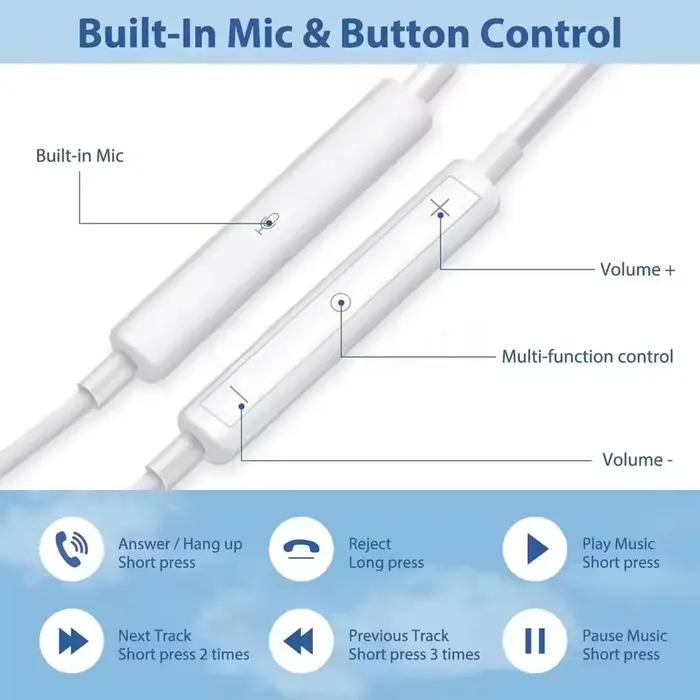 Écouteurs intra-auriculaires filaires pour Apple iPad iPhone 15 11 12 13 14 16 17 Pro Max