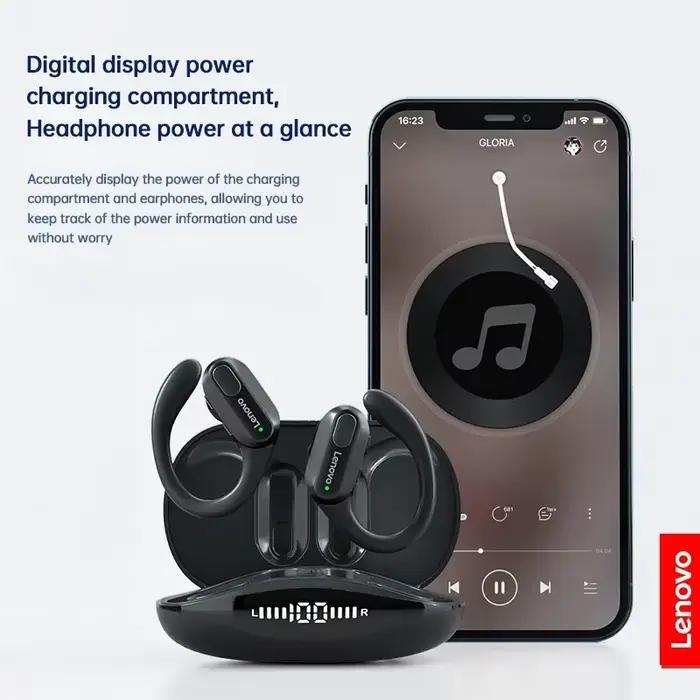 Écouteurs à crochet d'oreille Lenovo XT80 Bluetooth 5.3 imperméables avec annulation de bruit pour musiciens joueurs sportifs et conversations en extérieur