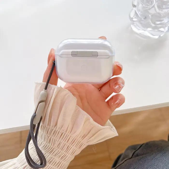 Étui Souple Transparent Antichoc avec Lanière pour AirPods 1 2 3 Pro Pro2 Pro3 Occasions Spéciales Housse de Chargement Multicolore