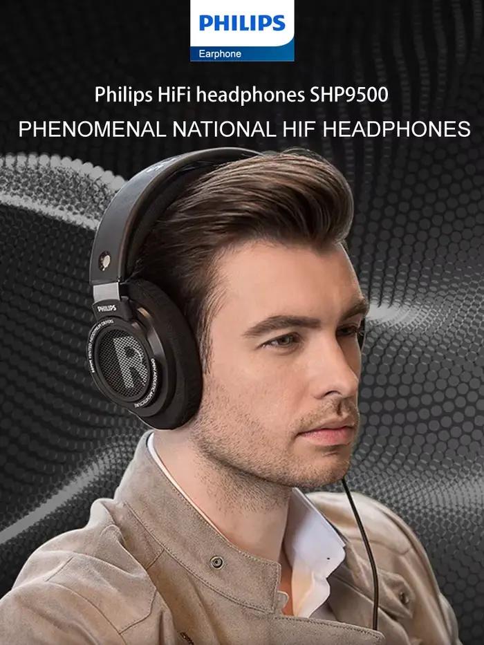 Casque Philips SHP9500 Stéréo Haute-Fidélité Filaire pour Musique et Jeu avec Sac Transport et Connecteurs Polyvalents