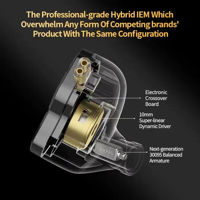 Écouteurs intra-auriculaires KZ ZSN Pro 2 hybrides 1BA + 1DD suppression du bruit pour musique et jeux avec mousse souple pour oreilles occasions sportives et loisirs
