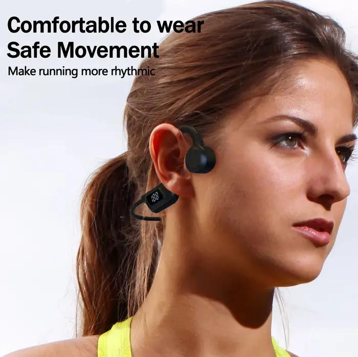 Écouteurs à conduction osseuse sans fil Bluetooth 5.2 imperméables pour sport et musique avec suppression active du bruit et connexion multipoints pour divers systèmes d'exploitation