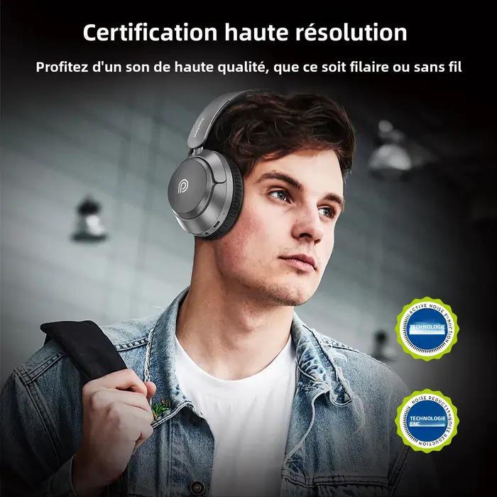 Ecouteurs sans fil sur l'oreille suppression du bruit ANC son naturel immersif audio spatial haute résolution 60 heures autonomie