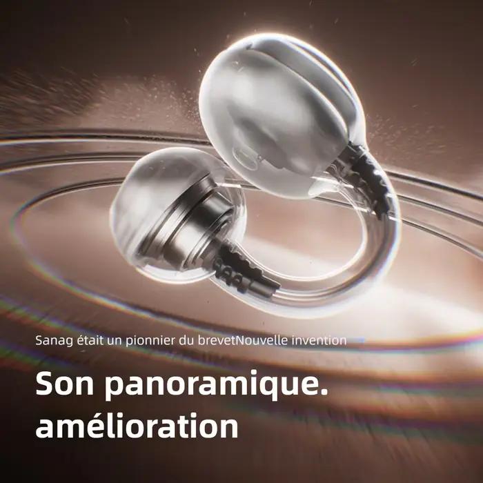 Ecouteurs Sanag S7S AI Oreille Ouverte Pince Casque 3D Stéréo Qualité Sonore Assistant Vocal Sans Fil Bluetooth APP EQ Réglage Occasions Spéciales