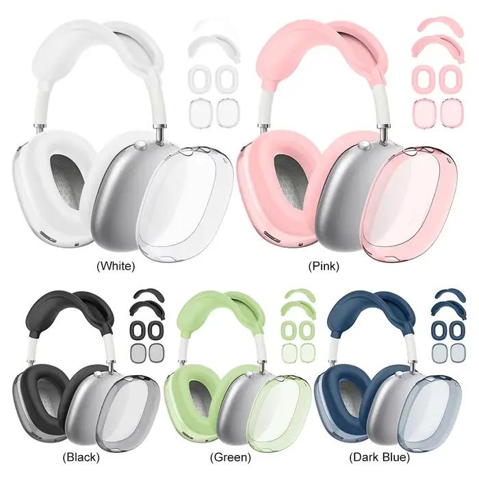 Pour AirPods Max 4 en 1 Silicone + TPU housse transparente antichoc oreillettes