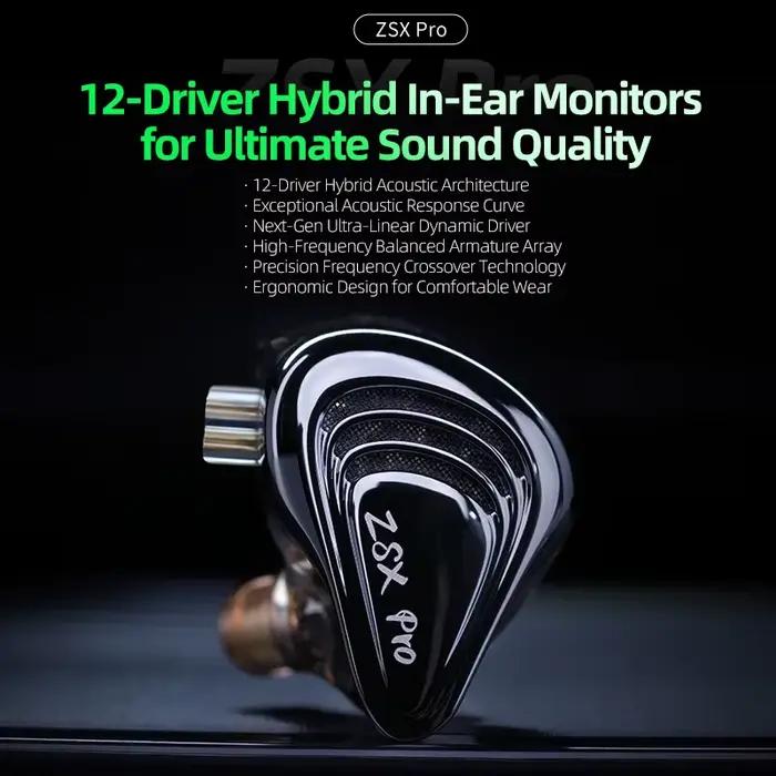 Précommande KZ ZSX Pro 12 moniteurs intra-auriculaires hybrides avec son haut de gamme et conception ergonomique casque à câble détachable