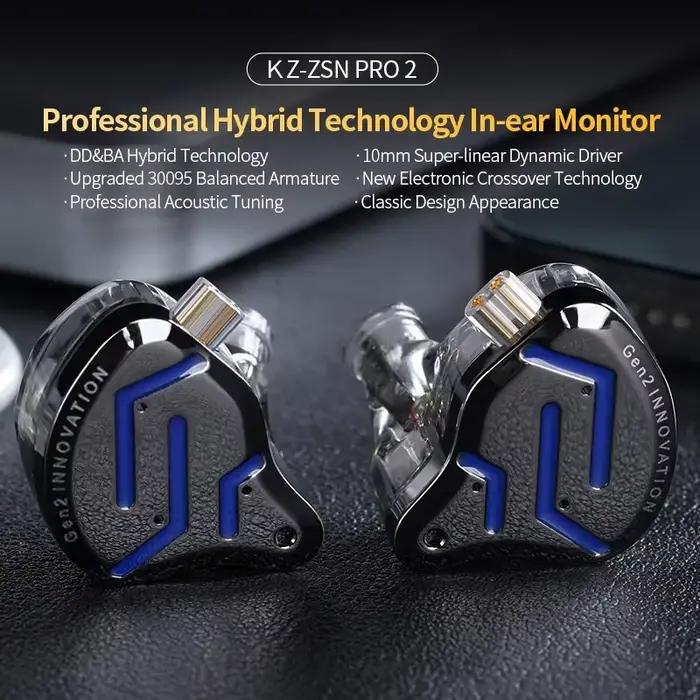 KZ ZSN Pro 2 lecteur hybride 1BA 1DD dans l'oreille écouteurs HIFI basse casque moniteur