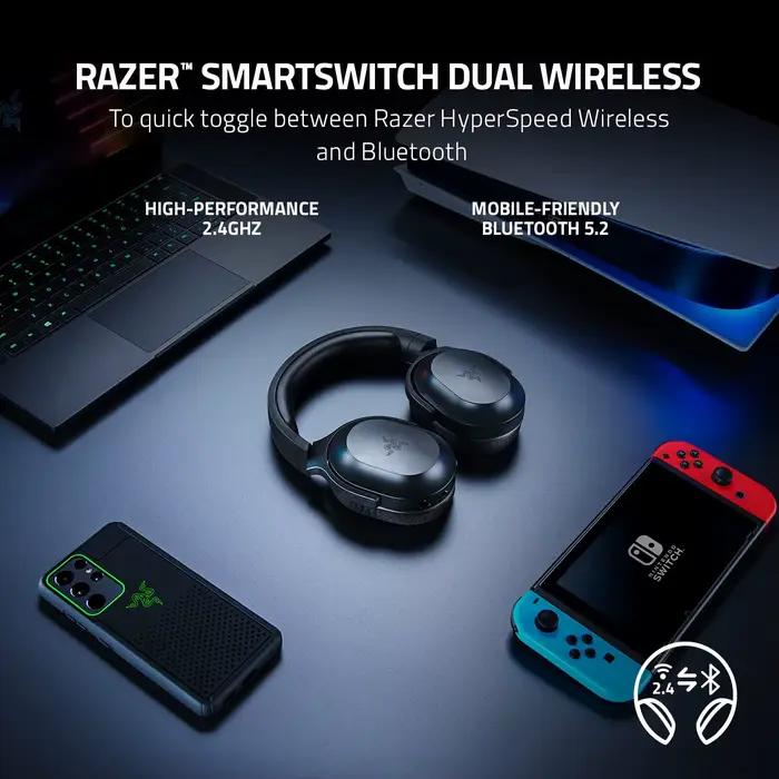 Razer Barracuda X Bluetooth sans fil + 2.4 GHz casque de jeu sans fil modèle 2022 multi-plateforme léger 250g 40mm pilotes