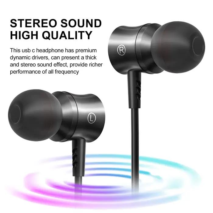 Écouteurs USB C Dolby Sound avec suppression active du bruit pour Samsung Galaxy S24 S23 Ultra iPhone 16 15 occasion sport chasse tir et étude