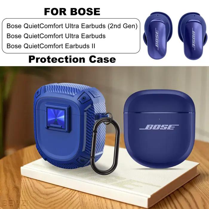Étui de protection Bose QuietComfort Ultra 2 avec clip de verrouillage sécurisé motif fibre de carbone pour écouteurs occasions spéciales