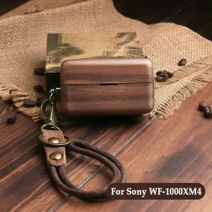 Étui en bois massif pour boîte à écouteurs Sony WF-1000XM5