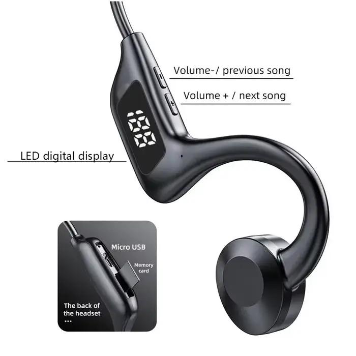 Écouteurs à conduction osseuse sans fil Bluetooth 5.2 imperméables pour sport et musique avec suppression active du bruit et connexion multipoints pour divers systèmes d'exploitation