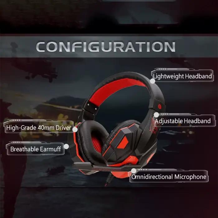 Casque de jeu filaire Querpxaf avec microphone HD, ajustement jusqu'à 120 degrés, compatibles PC PS4 PS5 Xbox et smartphones pour gamers occasionnels et professionnels