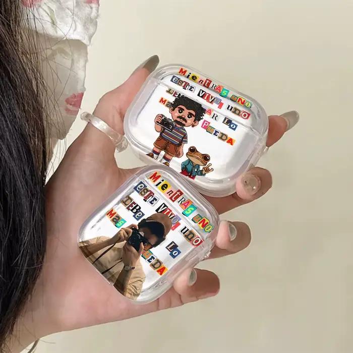 Étui en silicone translucide Singer B-Bad B-Bunny pour Airpods 4 3 Pro 2 1