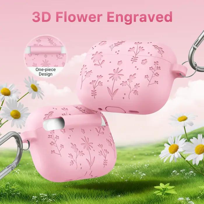 Étui pour AirPods Pro 3 fleur gravée