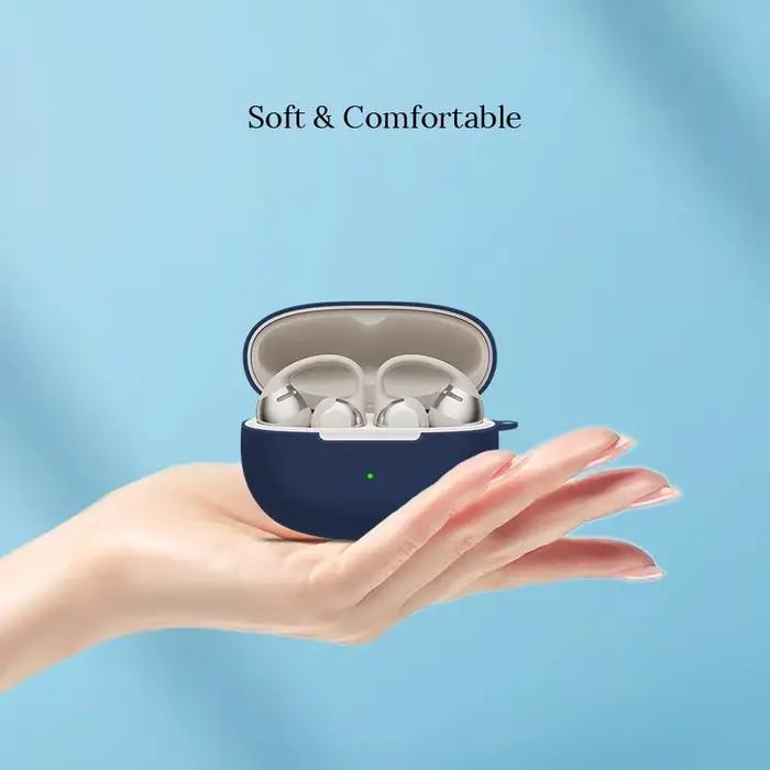 Étui en silicone souple pour écouteurs Shokz OpenDots 2 protection antichoc anti-rayures avec cordon de poignet pour femme homme occasions spéciales entraînement voyage