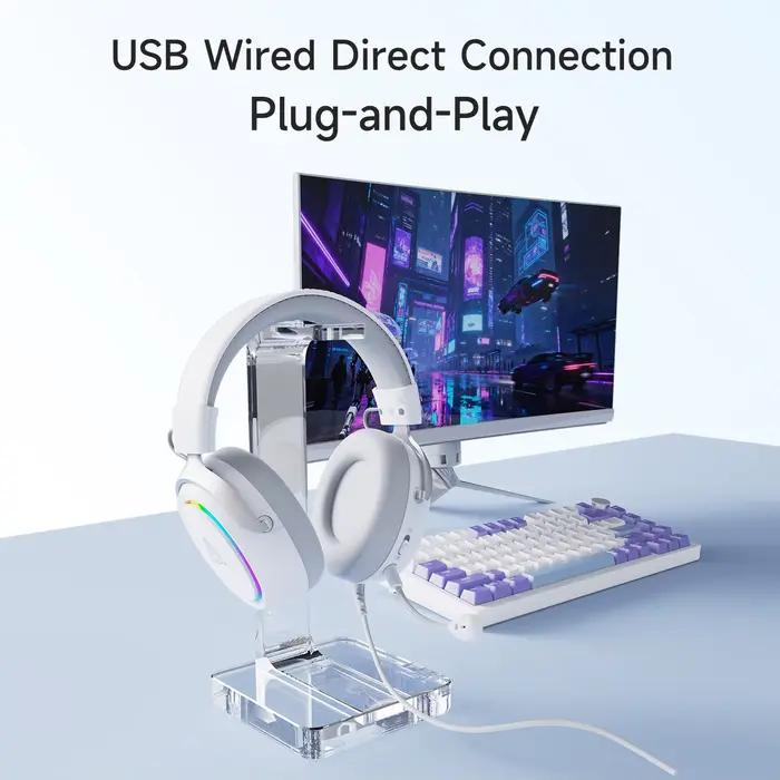 Casque de jeu filaire Ajazz AHW10 avec éclairage RGB