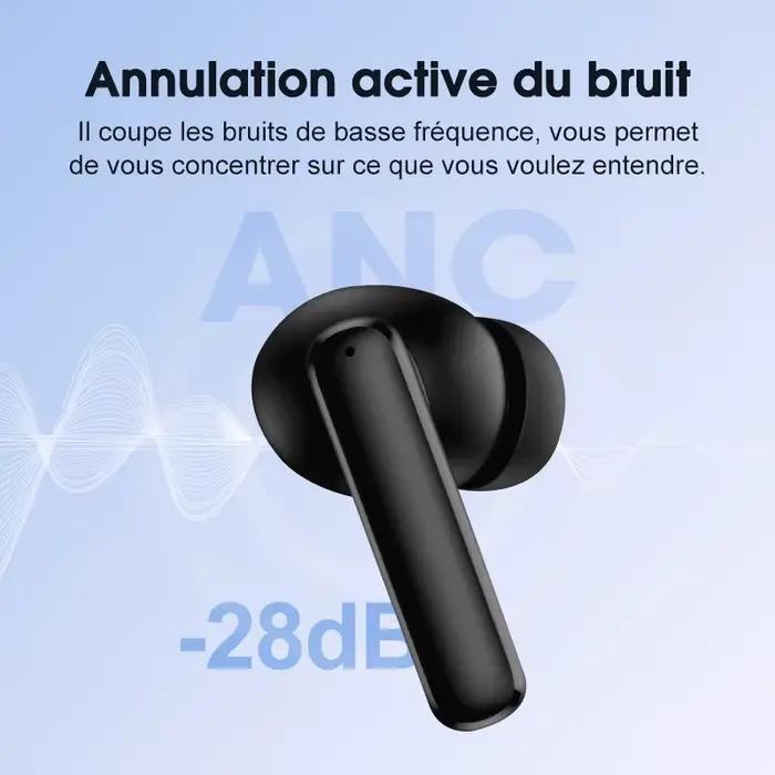 QCY T13 ANC suppression Active du bruit écouteurs sans fil Bluetooth 5.3 casque 4 micros ENC appels clairs écouteurs 30H de lecture IPX5