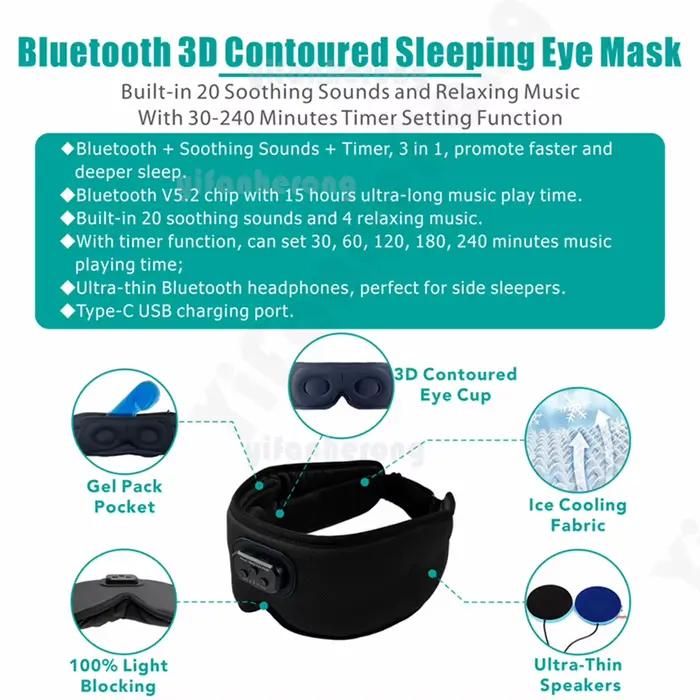 Écouteurs de sommeil blanc antibruit HD 3D