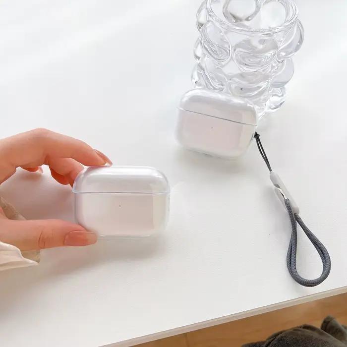 Étui Souple Transparent Antichoc avec Lanière pour AirPods 1 2 3 Pro Pro2 Pro3 Occasions Spéciales Housse de Chargement Multicolore
