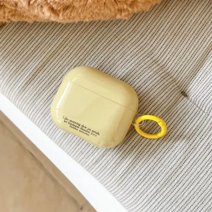 Étui de protection antichoc brillant de couleur unie simple avec crochet pour écouteurs AirPods 1 ou 2 3 4 Pro 2 Pro 3