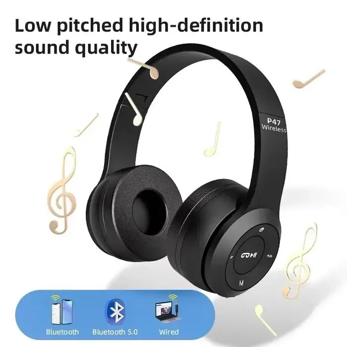 Casque de jeu Bluetooth 5.0 sans fil pour sport de plein air compatible avec iPhone Samsung PC et accessoires de jeu pliable pour hommes femmes occasions spéciales