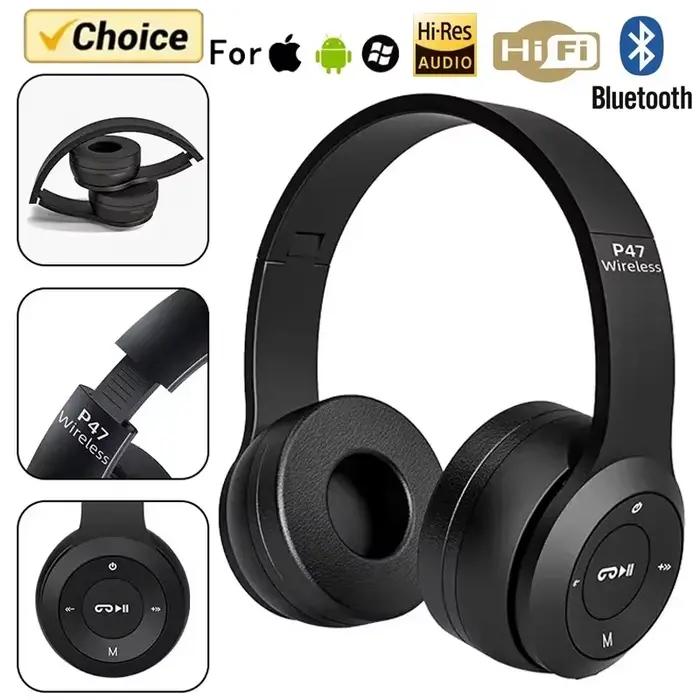 Casque de jeu Bluetooth 5.0 sans fil pour sport de plein air compatible avec iPhone Samsung PC et accessoires de jeu pliable pour hommes femmes occasions spéciales