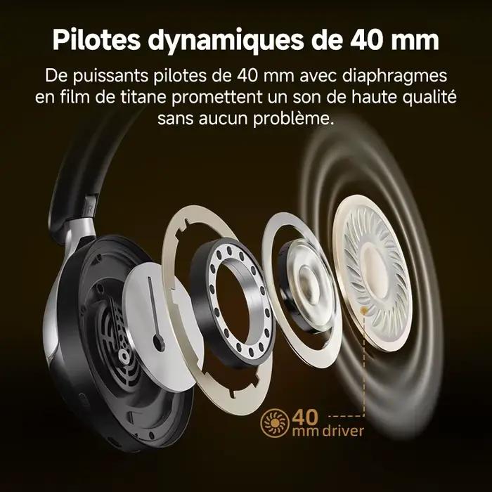 Écouteurs sans fil QCY H3 Pro ANC avec suppression active du bruit 50dB, audio spatial haute résolution et codec LDAC pour homme et femme occasions spéciales