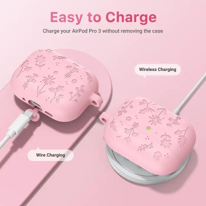 Étui pour AirPods Pro 3 fleur gravée