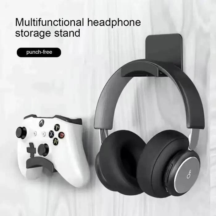 Support de casque universel adhésif en plastique, Support mural sous le bureau, Support de casque pour jeu, Support d'écouteurs élégant pour gamer et professionnel