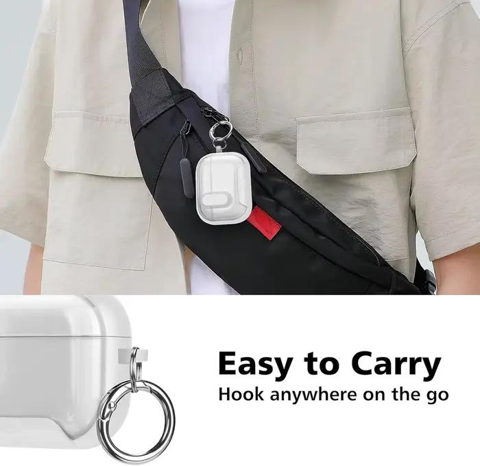 Étui de protection magnétique à ouverture automatique avec mousqueton pour AirPods Pro 3/Pro 2/4