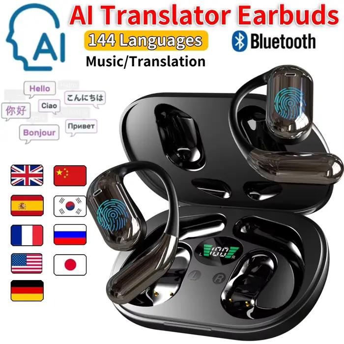 Écouteurs de traduction 3 en 1 en 144 langues pour business traducteur en temps réel réduction du bruit étanche pour professionnels occassions spéciales
