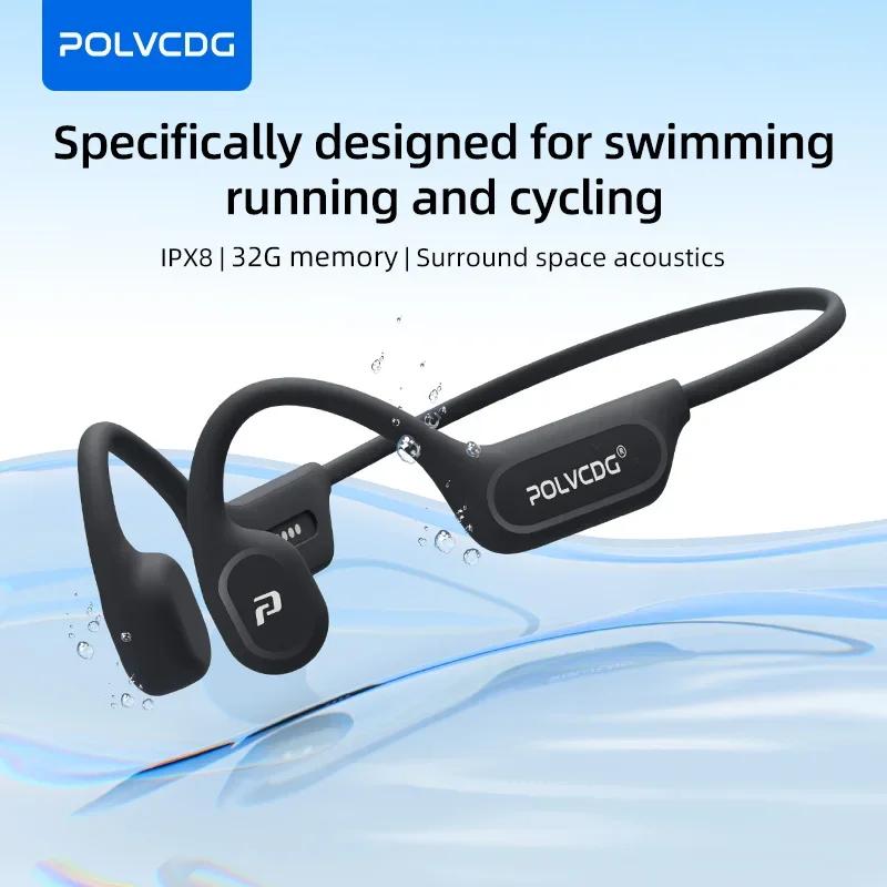 Écouteurs à conduction osseuse POLVCDG X9 32G étanches IPX8, conception ouverte pour la natation, la
