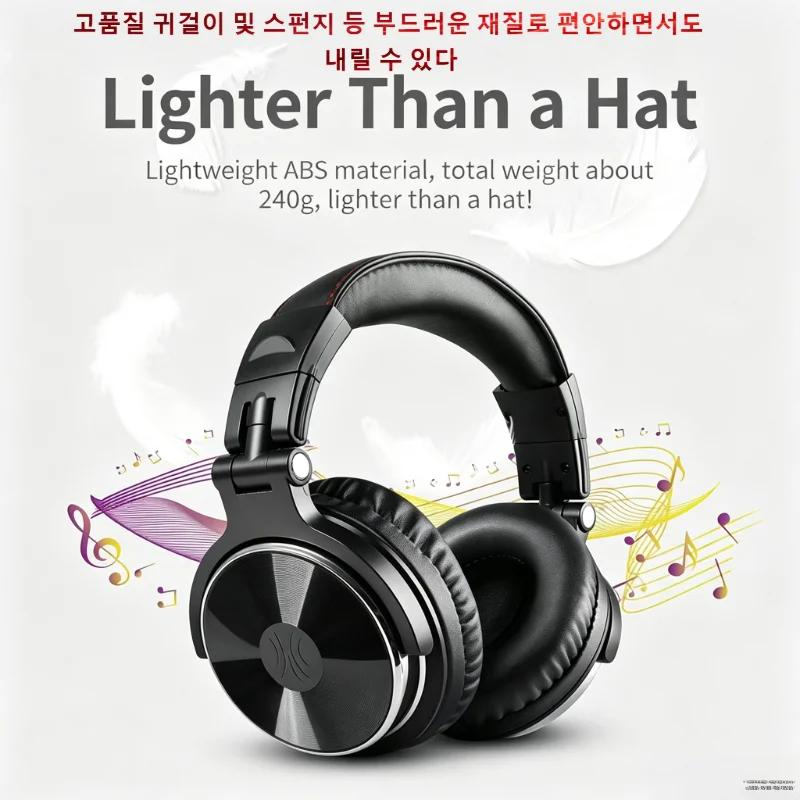 Casque de studio DJ professionnel supra-auriculaire avec micro intégré, casque filaire Hi-Fi stéréo 