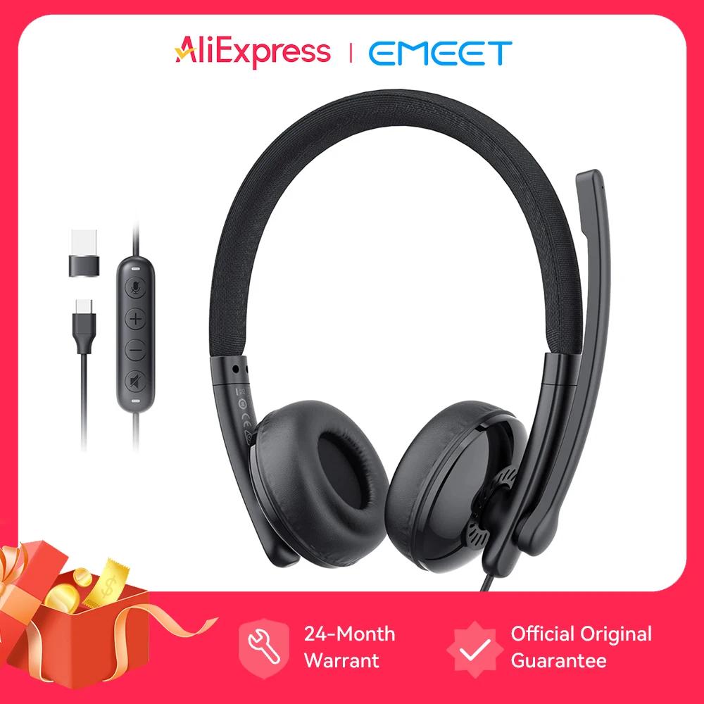 EMEET casque filaire avec Microphone Center d'appels USB casque ENC suppression du bruit câble de bu