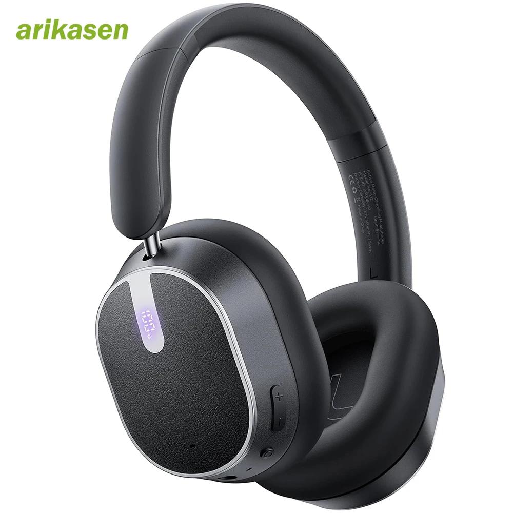 Casque à réduction de bruit active Bluetooth 6.0 sans fil, casque supra-auriculaire pliable avec aff