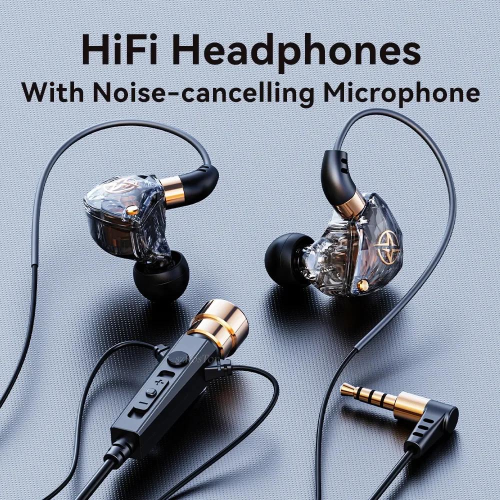 Écouteurs filaires HiFi avec Microphone, oreillettes dynamiques antibruit, oreillettes intra-auricul