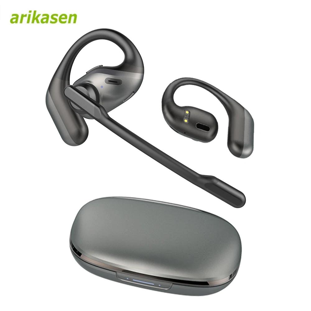 Casque sans fil Arikasen avec microphone détachable à suppression de bruit, écouteurs à oreille ouve