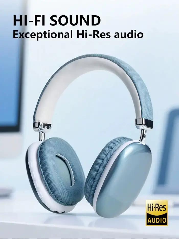 Casque Bluetooth sans fil supra-auriculaire HiFi pour musique et jeux, avec micro confortable, compa