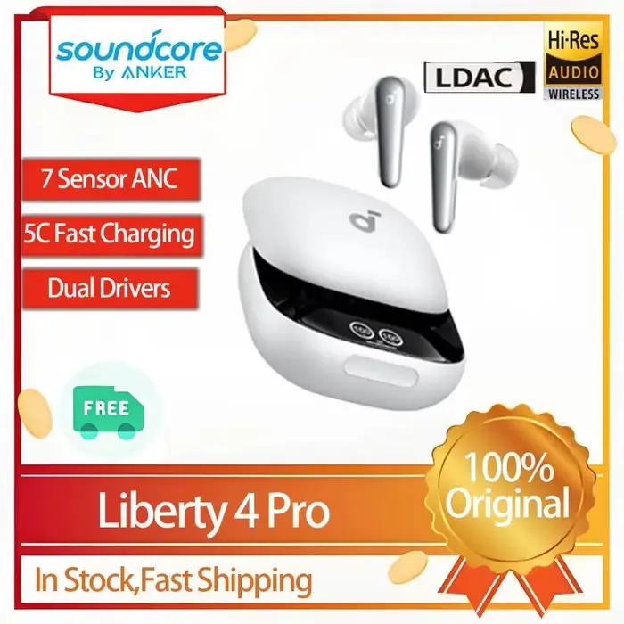 Écouteurs TWS Soundcore Original Liberty 4 Pro avec Réduction Active du Bruit (ANC) Réglable par Barre Tactile