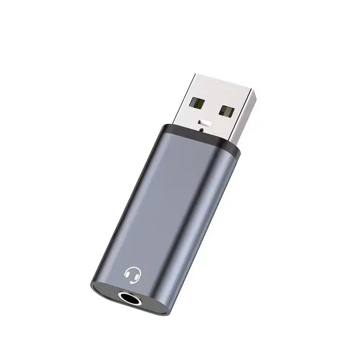 Adaptateur Jack Audio USB vers 3,5 mm, Adaptateur USB A vers 3,5 mm, Carte Son Stéréo Externe pour Ordinateur Portable, USB vers 3,5 mm