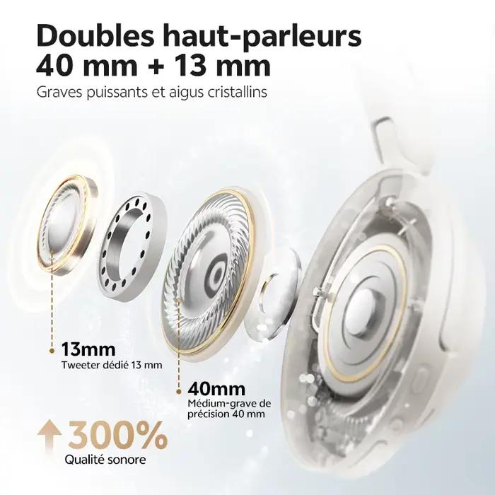 Casque supra-auriculaire QCY H3S avec ANC adaptatif -56 dB