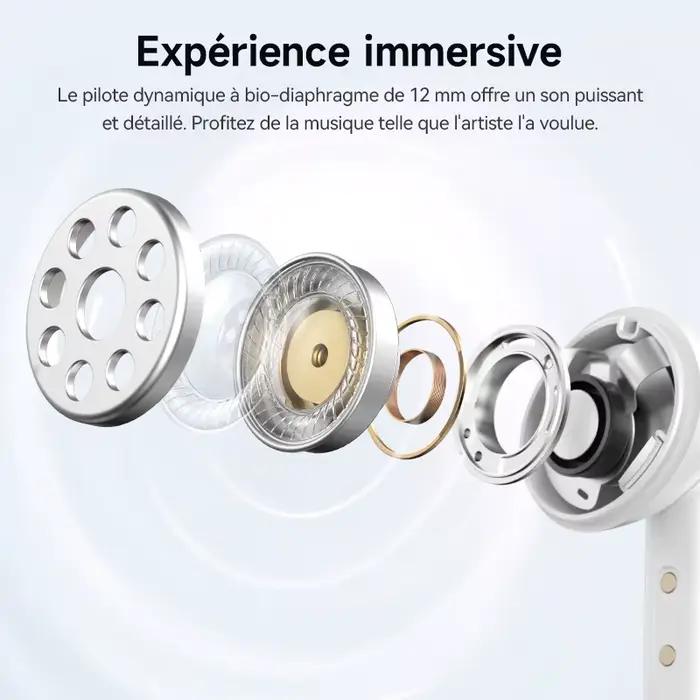 Écouteurs QCY Melobuds N50 Bluetooth 5.4 avec Suppression Active du Bruit pour Musique, Appels Vidéo et Activités Sportives