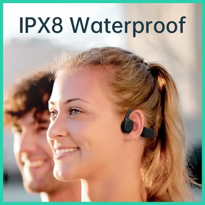 Écouteurs à conduction osseuse Shokz Open Sports sans fil, étanches IPX8, avec mémoire interne 32Go, pour natation, surf, plongée, course, randonnée et autres activités sportives