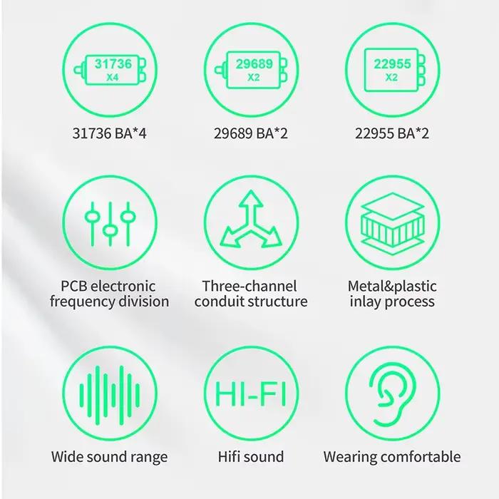 KZ AS16 Pro dans l'oreille écouteurs 16BA Armature équilibrée HIFI basse moniteur casque suppression du bruit