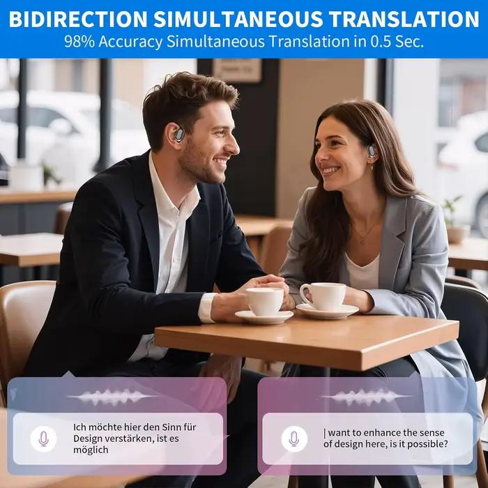 Écouteurs traducteurs 138 langues traduction IA temps réel pour voyages affaires occasions spéciales