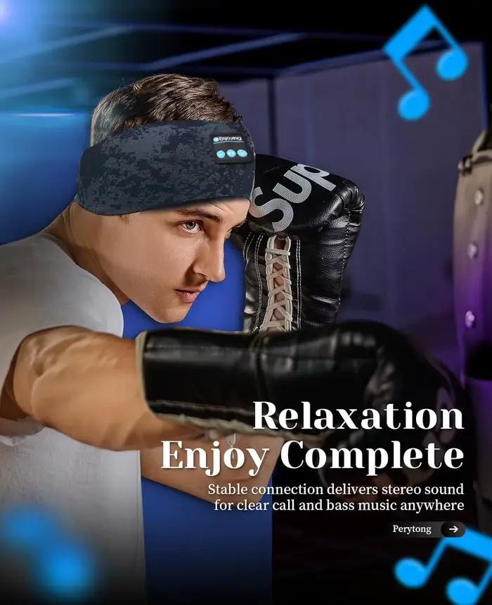 Écouteurs Bluetooth bandeau de sport casque sans fil élastique musique masque pour les yeux de sommeil