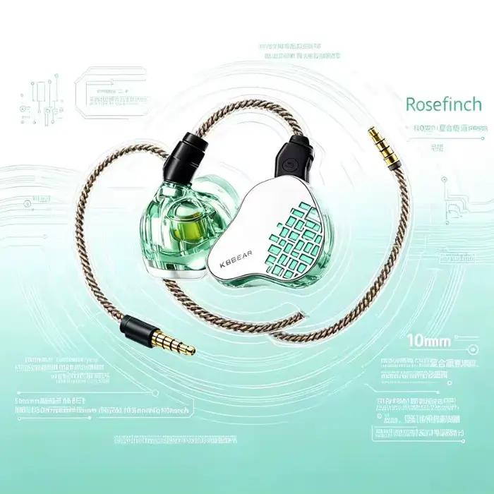 Écouteurs intra-auriculaires filaires Rosefinch KBEAR avec diaphragme composite de 10 mm